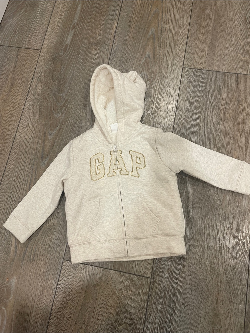 GAP Kids Cream Hooded Zip-Up Sweatshirt